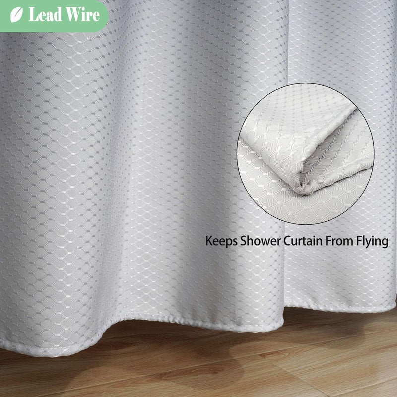 UFRIDAY Waffle Weave Fabric Shower Curtain with Mesh Window, Heavy Duty Decorative Bathroom Curtain with White Pique Pattern, Spa-Like Hotel Luxury, Water-Repellent,72 x 72 Inches - Image 4